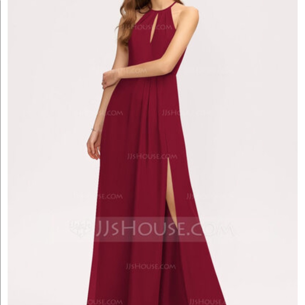 His house burgundy bridesmaid dress